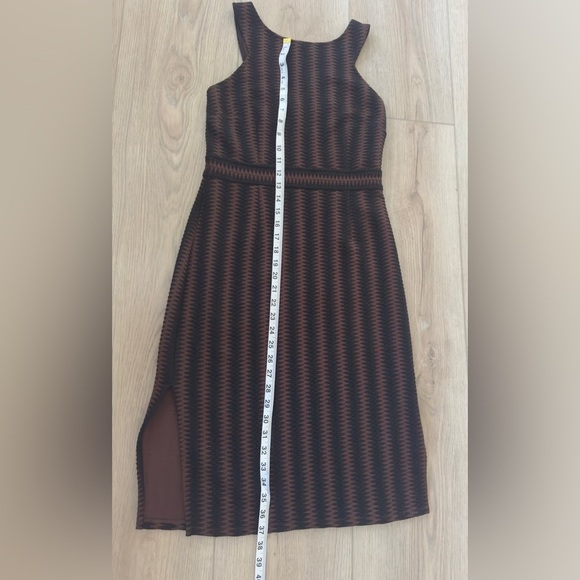 Maeve by Anthropologie Black and Brown Asymmetrical Halter Sheath Dress - Picture 2 of 9